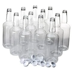 Dozen Long Neck Quart (32 Fl Oz, 946 Ml) Plastic Bottles With Screw On Lids