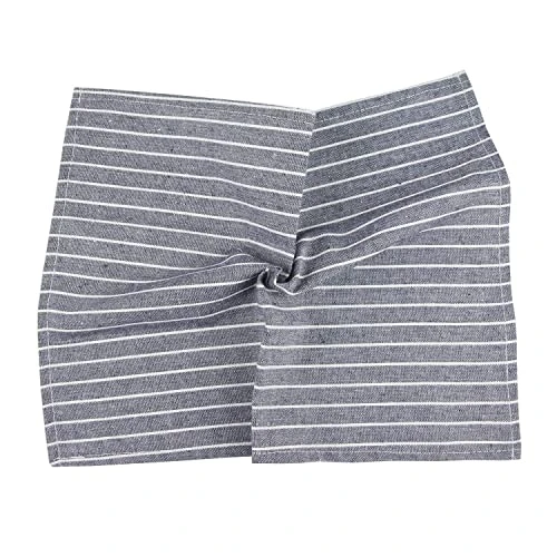 White Striped Linen Cotton Dinner Cloth Napkins - Set Of 12 (40 X 30 Cm) - For Events & Home Use (Navy) - Image 2