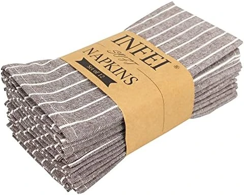 White Striped Linen Cotton Dinner Cloth Napkins - Set Of 12 (40 X 30 Cm) - For Events & Home Use (Navy) - Image 8