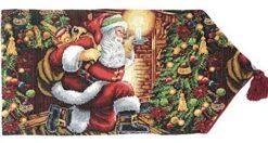 Tive Winter Holiday Christmas Down The Chimney Decorative Tapestry Table Runners, 13 X 72