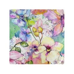 Watercolor Floral Cloth Napkins Set Of 6, Washable Polyester Dinner Napkin, 20 X 20 Inch Table Napkins For Family, Parties, Weddings, Restaurant, Holiday Dinner