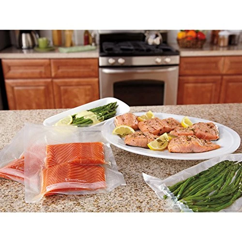 FoodSaver Vacuum Sealer Bags, Rolls For Custom Fit Airtight Food Storage And Sous Vide, 11" X 16' (Pack Of 3) & FoodSaver 1-Quart BPA-Free Multilayer Construction Vacuum Zipper Bags, 18 Count - Image 4
