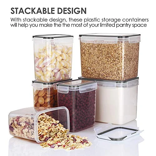 Airtight Food Storage Containers 6 Pieces - Plastic BPA Free Kitchen Pantry Storage Containers For Sugar,Flour And Baking Supplies - Dishwasher Safe - Include 24 Labels, Black - Image 4