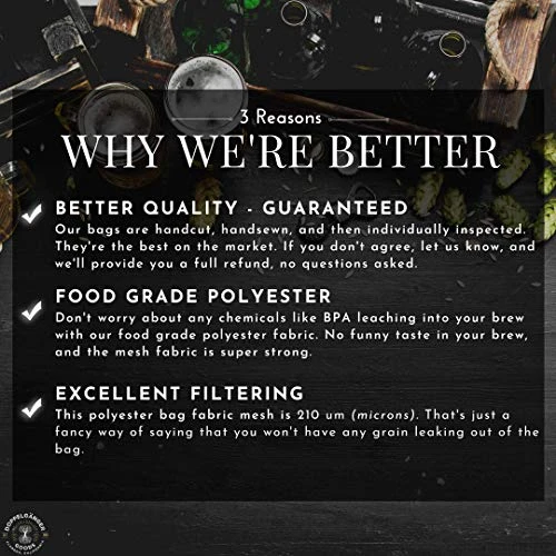 (XXL 27in X 27in) Durable Polyester Beer Brewing Brew Bag - Designed In California - Reusable Home Brewing Strainer Bag With EasyOpen Drawstring To Filter Mash, Boil And Strain Hops, Apple Cider - Image 5