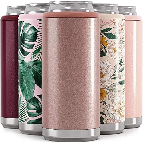 Skinny Can Cooler For Slim Beer & Hard Seltzer | Stainless Steel 12oz Sleeve, Double Wall Vacuum Insulated Drink Holder - Glitter Lilac - Image 13