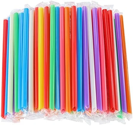 300 Pcs Multi Colors Jumbo Smoothie Straws Boba Straws,Plastic Milkshake Straws Disposable Wide-mouthed Large Individually Wrapped Straws(0.43" Wide X 9.45" Long) - Image 6