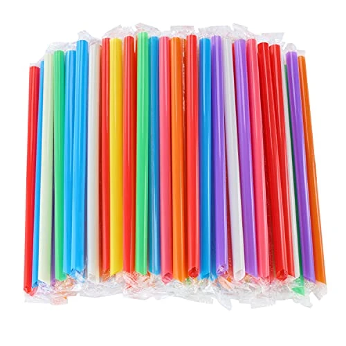 300 Pcs Multi Colors Jumbo Smoothie Straws Boba Straws,Plastic Milkshake Straws Disposable Wide-mouthed Large Individually Wrapped Straws(0.43" Wide X 9.45" Long)