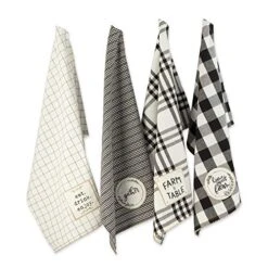 Home Sweet Farmhouse Kitchen Collection, Dishtowel Set, 18x28, Black, 4 Count