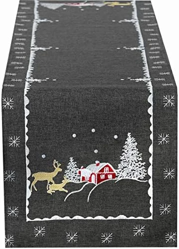 Embroidered Reindeer Table Place-mats For Christmas Holidays (Red, 12 × 18 Inches Set Of 6) - Image 5