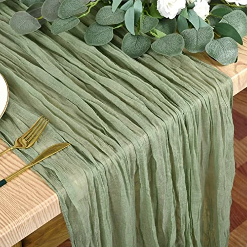 6 Pack Sage Green Cheesecloth Table Runner 13Ft Boho Gauze Table Runner Cheese Cloth Long Rustic Sheer Table Runner For Wedding Bridal Baby Shower Birthday Party Cake Table Arbor Decorations