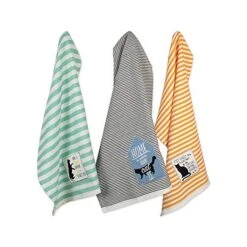Everyday Pets Kitchen Collection Absorbent Dishtowel Set, 18x28, Cat's Meow, 3 Count