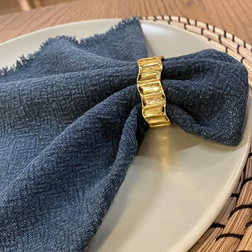 Gold Napkin Rings Set Of 6, Irregular Round Napkin Holder For Wedding,Party, Thanksgiving, Christmas, Birthday, Daily Table Decoration - Image 4