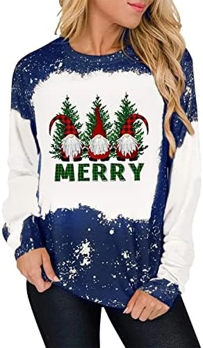 Womens 2022 Fall Fashion Tops Cute Loose Tops Sweatshirts Long Sleeve Christmas Print Crew Neck Pullover Top Streetwear - Image 5