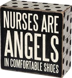 By Kathy 31137 Polka Dot-Trimmed Box Sign, 4 X 4-Inches, Nurses Are Angels