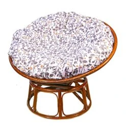 Papasan Cushion Cover, Skin-Friendly-Soft Printed Microfiber Fabric, Machine Washable Zippered Papasan Chair Cushion Slipcover Only (Brown Leaves, 50 In)