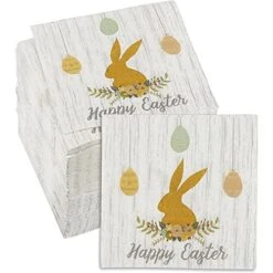 Aster Bunny Paper Napkins For Spring Parties (5x5 Inches, 150 Pack)