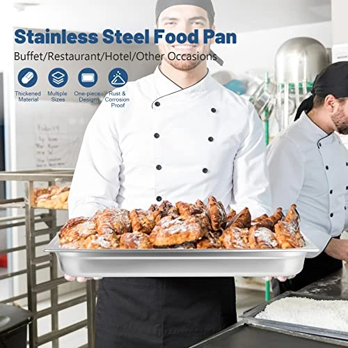 Hotel Pan Full Size Stainless Steel Steam Table Pan, 2.6โโ Deep Chafer Food Pan, Pack Of 6 Stackable Anti-Jam Steam Pan For Hotel, Restaurant Supplies, Party, Buffet And Event Catering - Image 4