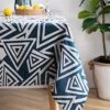 Tablecloth Cotton Polyester Blended Triangle Pattern Jacquard Design, Rectangle/Oblong Table Cover For Kitchen Dinning Tabletop Buffet Decoration(55 X 86 Inch, Navy Blue)…