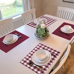Buffalo Check Reversible Place Mats, 4 Pack, Burgundy - 12" X 18" - Premium & Durable Plaid Placemats Are Wrinkle-Free - Stain-Resistant And Machine Washable By Achim Home Decor