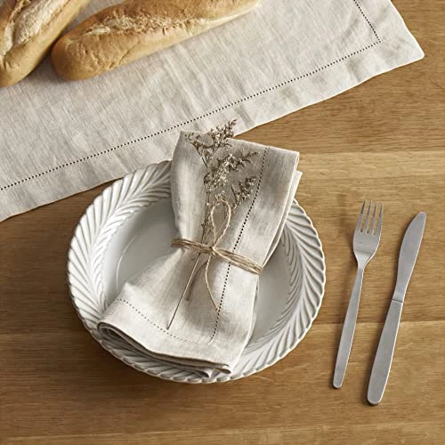 Able Cloth Napkins Linen Hemstitch - 18 X 18 Inch Set Of 4 Farmhouse Fabric Reusable Square Napkins For Kitchen Easter Party Wedding Dining Decor Natural - Image 2