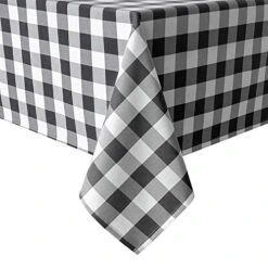 60 X 120 Inch Checkered Tablecloth Rectangle - Stain Resistant, Spillproof And Washable Gingham Table Cloth For Outdoor Picnic, Kitchen And Holiday Dinner, Black And White