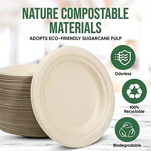 Paper Plates, 100 Pack 6 Inches Disposable Plates – 100% Compostable Plates, Water & Oil Proof Dessert Plates, Microwavable Small Paper Plates, Perfect Paper Plate For Party - Brown - Image 5
