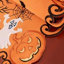 Embroidered Spooky And Scary Halloween Ghost Table Runner (14 × 69 Inches)