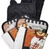 GENERIC Fat Chef Kitchen Bundle Set Of 1 Black Mitt, 1 Black Towel, 1 Black Rubber Back Mitt, 2 Fat Chef Pot Holders, And 2 Fat Chef Dish Cloths (Bundle Of 7)