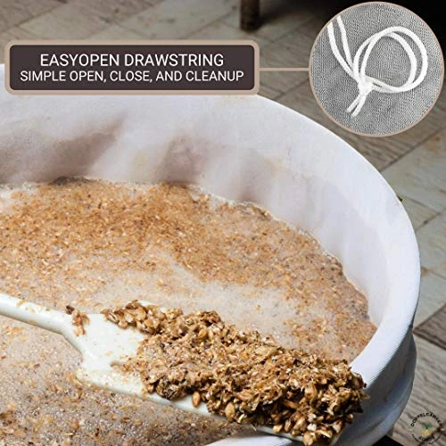 (XXL 27in X 27in) Durable Polyester Beer Brewing Brew Bag - Designed In California - Reusable Home Brewing Strainer Bag With EasyOpen Drawstring To Filter Mash, Boil And Strain Hops, Apple Cider - Image 4