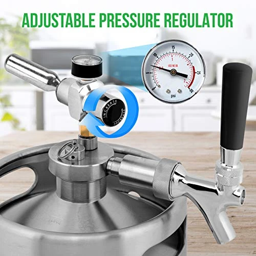 NutriChef PKBRTP299 Pressurized Mini Keg System, 128oz, Co2 Regulator For Craft Beer Draft/Homebrew - Image 4