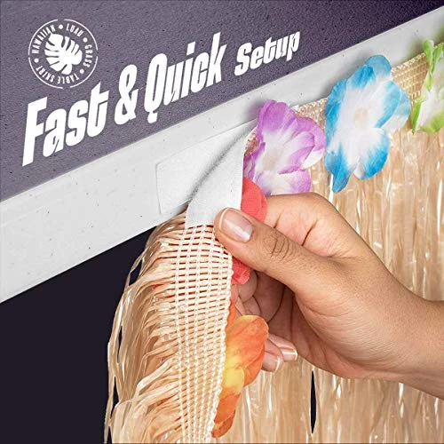 Kicko Luau Hawaiian Grass Table Skirt - 2 Pack - 9 Feet X 29 Inch - Real Hawaiian Island Party Decorations With Hibiscus Flowers, For Kids And Adult Birthdays, Polynesian Themed Events - Image 4