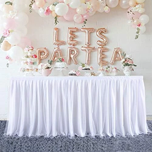 14ft White Tulle Table Skirt For Round Or Rectangle Tables Dessert Tutu Table Skirting For Wedding Baby Shower Birthday Party Decorate(L 14(ft),H 30in) - Image 6
