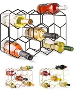 Countertop Wine Rack - 14 Bottle Freestanding Modern Black Metal Small Wine Rack - 3 Tier Tabletop Wine Holder Stand For Cabinet, Pantry, Wine Bottle Storage - No Assembly Required