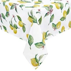 Lemon Tablecloth, Yellow Lemons Table Cloth For Spring Summer, Waterproof Wrinkle Free Tablecloth For Kitchen Dining Room Picnic Party Banquet, Outdoor Indoor Use Tablecloth, Rectangle 60 X 120 Inch
