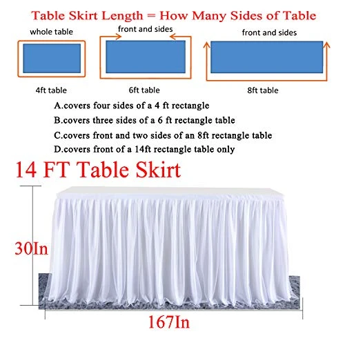 14ft White Tulle Table Skirt For Round Or Rectangle Tables Dessert Tutu Table Skirting For Wedding Baby Shower Birthday Party Decorate(L 14(ft),H 30in) - Image 2