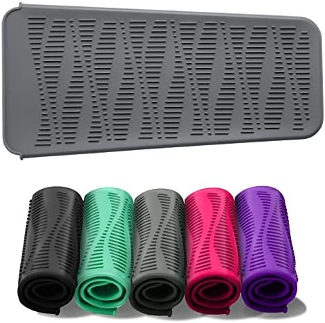 Silicone Heat Resistant Mat,Flat Iron Holder,Used As Heat Resistant Pad And Storage Pouch For Hot Hair Tools.(Wave,Black) - Image 12