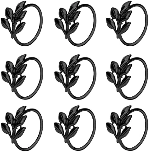 Set Of 20 Leaf Napkin Rings Metal Gold Napkin Holder Table Napkin Rings For Dinning Table Parties Everyday (Ye Zi-Gold 20) - Image 9