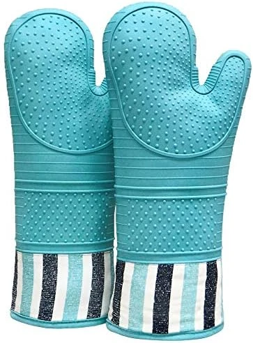 Heat Resistant 550 Degree Oven Mitt, Silicone Oven Hot Mitts - 1 Pair, Extra Long Professional Baking Oven Gloves - Food Safe,Pot Holders Cooking,Grilling,Kitchen (Grey Mittens) - Image 6