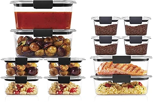 Rubbermaid Brilliance Storage Plastic Lids, Leak Proof Food Container, Clear, 24-Piece & Leak-Proof Brilliance Food Storage Set | 9.6 Cup Plastic Containers, 2-Pack, Clear - Image 2