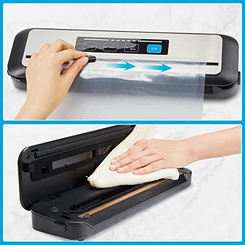 Vacuum Sealer Machine Start Kit Including 55 Count 8"x12" Bags & 8"*79' Vacuum Sealer Roll,with Built-in Cutter, Dry & Moist Sealing Modes For Food Storage,Easy Cleaning - Image 6