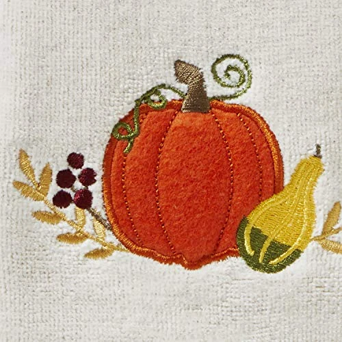 Arvest Traditional Pumpkin Hand Towel Set, Tan - Image 2
