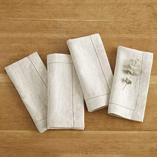 Able Cloth Napkins Linen Hemstitch - 18 X 18 Inch Set Of 4 Farmhouse Fabric Reusable Square Napkins For Kitchen Easter Party Wedding Dining Decor Natural - Image 10