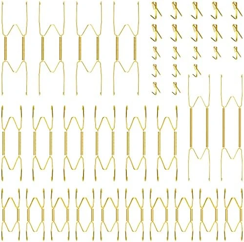 20 Pieces 20 Pieces Plate Hangers 4/5, 6, 8, 10 Inches Invisible Wall Plate Hangers Stainless Decorative Wire Plate Hangers With 20 Pieces Hangers Hook With Nails For Antique Plates And Art (Gold) - Image 6