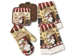 Kitchen Linen Set Includes 2 Dish Towel 2 Pot Holders 1 Oven Mitt | Kitchen Towel Set For Cooking, Baking, Housewarming And Kitchen Decoration (Set Of 5) (Chef)