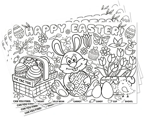 Disposable Easter Place Mats For Kids 12 Pack Bunny Eggs Coloring Activity Paper Place Mat 11”x 17” Easter Day Table Mat Sheets For Children School Party Decor - Image 6