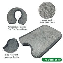 4 PACK Faucet Absorbent Mat, FOVERN1 Kitchen Faucet Wraparound Splash Catcher Absorbent Mat, Microfiber Faucet Splash Catcher, Countertop Protector For Kitchen, Bathroom, Farmhouse, And RV