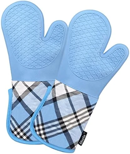 Silicone Oven Mitts Heat Resistant 932β With Waterproof & Non-Slip Kitchen Mittens, Set Of 2 Extra Long Oven Gloves With Soft Cotton Terry Lining For Baking Cooking Barbecue - Image 7