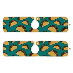 2 Pack Faucet Absorbent Mat Washable Sink Splash Guard Bathroom Faucet Drip Drying Mat Kitchen Accessories Medium 23x5 Inch Seamless Blue Pattern Tacos Mexican Style