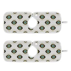 Kcldeci 2 Pack Faucet Mat Splash Guard For Kitchen Sink,Evil Eyes Modern 23x5 Inch Faucet Handle Drip Catcher Tray Absorbent Mat Fast Dry Mat For Kitchen, Bathroom