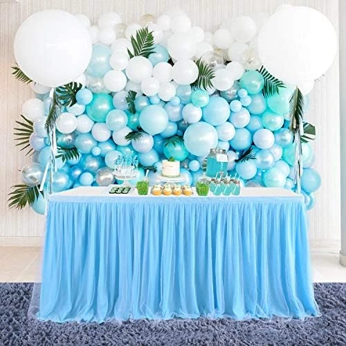 14ft White Tulle Table Skirt For Round Or Rectangle Tables Dessert Tutu Table Skirting For Wedding Baby Shower Birthday Party Decorate(L 14(ft),H 30in) - Image 9